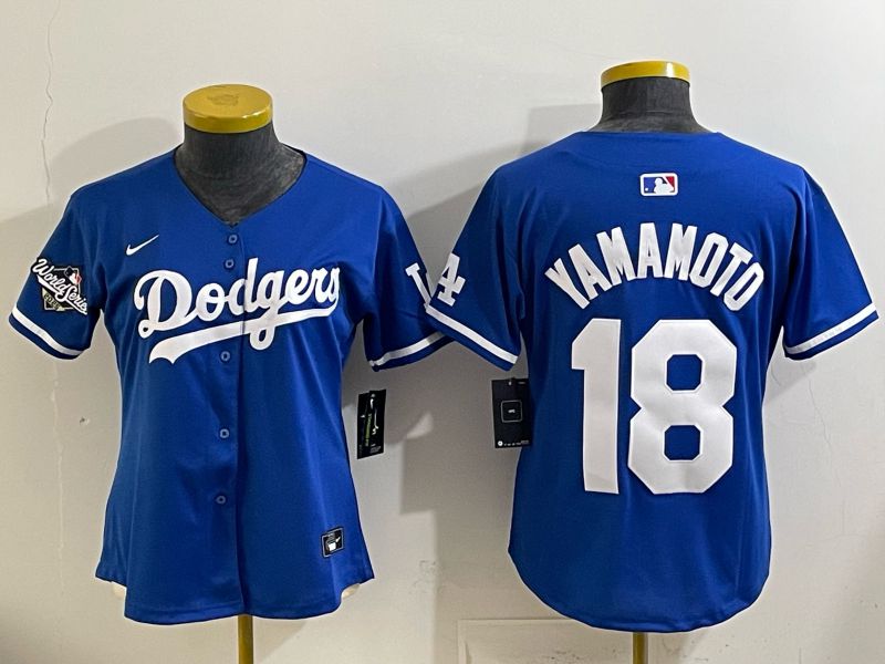 Women 2025 Los Angeles Dodgers #18 Yamamoto Blue Game Nike MLB Jersey style 0026